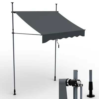 Produktbild von ONBEST Balkonmarkise | ohne Bohren | 200 x 120 cm | mit Kurbel | Wetterfest | UV-Beständig | UV50+ | Höhenverstellbar | Anthrazit