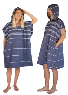 Productafbeelding van Surfponcho van 100% Biokatoen in Donkerblauw