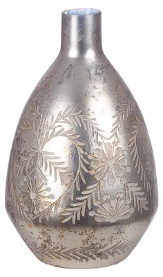 Productafbeelding van Gilde Vase, "Peso", Blumenmotiv, Glas, grau, VE 1, L. 26 cm, B. 26 cm, H. 43 cm 53084