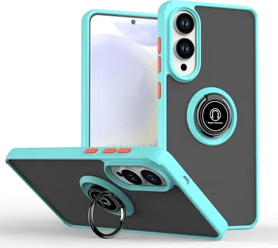 Immagine prodotto di Custodia per Samsung Galaxy S25 Edge in TPU traslucido opaco con supporto ad anello e supporto Blu