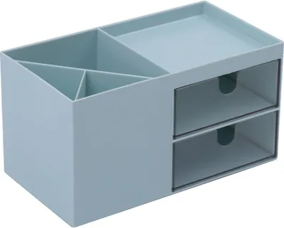 Obrázek produktu pro Úložné boxy Stolní kosmetický organizér Make-up Storage s 2 zásuvkami Modrá