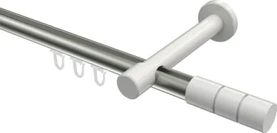 Produktbild von Interdeco Innenlaufstange / Gardinenstange mit Innenlauf Edelstahl-Optik / Weiß, Typ Prestige Elanto (Rillenzylinder), 20 mm Ø 1-läufig, 540 cm