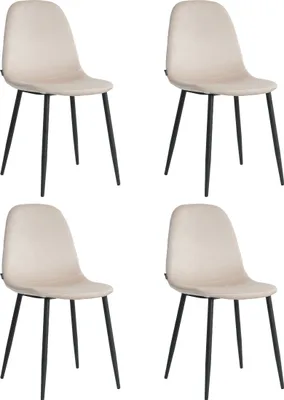 Produktbild von Lina® Napoli Esszimmerstuhl, komfortabler Sitz für Wohnzimmer und Esszimmer, Samtbezug - 4er Set - Creme