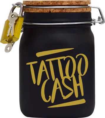 Produktbild von Spardose Geld Geschenk Ideen Tattoo Cash Schwarz Gold Größe L 1 Liter
