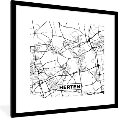Produktbild von MuchoWow® Gerahmtes Poster Karte - Hirsche - Stadtplan 40x40 cm - Poster mit Schwarzem Bilderrahmen Wandposter Rahmen Foto Bilder - Poster - Plakat im Rahmen
