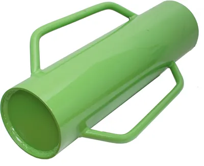 Produktbild von baumarktplus Handramme, 60 cm, 15 kg, ø13 cm, Stahl, grün, für Pfähle/Pfosten bis 9x9 cm (90x90 mm). Extra verstärkte Wandung, 5 mm dicke Bodenplatte, 340 mm Einstecktiefe, 2 ergonomische Führungslanggriffe.