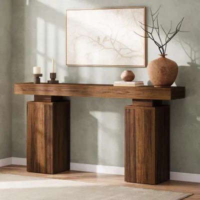 Produktbild von Tribesigns 160 cm Langer Konsolentisch, Bauernhaus Eingangstisch hinter der Couch, Holz Foyertisch, Eingangsstation, Moderne Flurtisch Akzent-Möbel