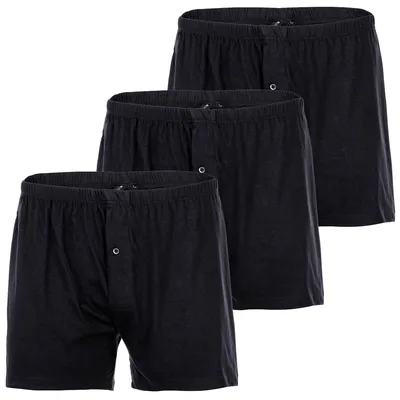 Produktbild von YOURBASICS Herren Jersey-Boxershorts, 3er Pack - Baumwolle, Eingriff mit Knopf, Muster, Multipack Schwarz XL