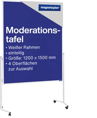 Produktbild von Magnetoplan Moderationstafeln einteilig mit weißer Alurahmen - Mobil - 120x150cm - Blau