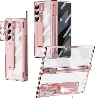 Immagine prodotto di Custodia per Samsung Galaxy Z Fold 7 con cerniera magnetica, supporto, portapenne, pellicola protettiva sulla lente e sul display Rosa