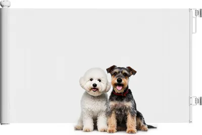 Image de PawHut Barrière de sécurité chien rétractable 0-140 cm de largeur, barrière d'escalier et de portes pour chien et chat avec verrouillage, blanc