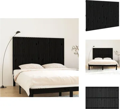 Produktbild von vidaXL Wand-Kopfteil Schwarz 166x3x110 cm Massivholz Kiefer -  Kopf- & Fußenden