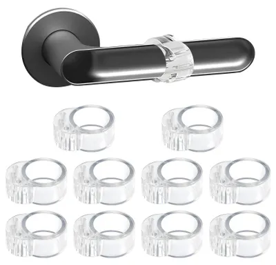 Image de Lot de 10 butoirs de porte, protections pour poignées de porte, protections en PVC pour poignées de porte, butoirs transparents pour poignées de porte, butoirs de porte pour murs et poignées de porte, pour poignées de porte de Ø 17 mm à Ø 20 mm