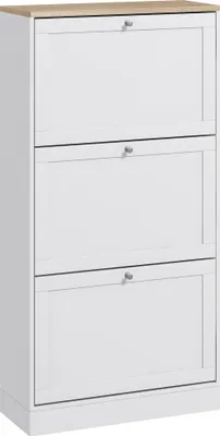 Produktbild von HOMCOM Schuhregal für den Flur, modernes Schuhregal, Schrank mit 3 klappbaren Schubladen und verstellbaren Einlegeböden für 18 Paar Schuhe, schmales Schuhregal für den Flur, Eingangsbereich, 60 x 23,5 x 115 cm, weiß