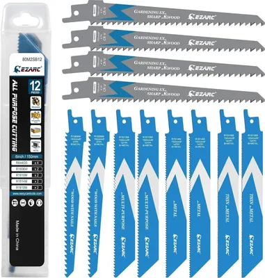 Image de EZARC 12pcs Jeu de lames de scie sabre BIM Lames de scie métal bois clous