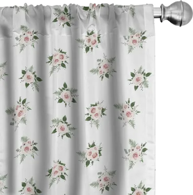 Produktbild von ABAKUHAUS Blumen Vorhänge, Gardinen, Drucken von Repeating Rose Blumenstrauß Motive auf einem einfachen Hintergrund, 2 Stück 75 x 175 cm, Reseda Grün Schamesröte