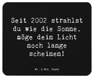 Produktbild von Mr. & Mrs. Panda Mauspad Spruch 2002 Geburtstag - Schwarz - Geschenk, Mousepad, Glückwunsch, Geburtstagsgeschenk, Jahrgang, Mouse Pad, besondere Geschenke, mousematte, pc