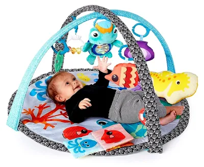 Produktbild von Spieldecke mit Spielbogen und abnehmbaren Spielzeugen, Stützkissen und Musik, waschbar