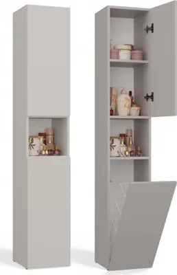 Immagine prodotto di BDW, Mobile bagno con cesto portabiancheria, 2 ante, 174x31x30, NEL III, cashmere