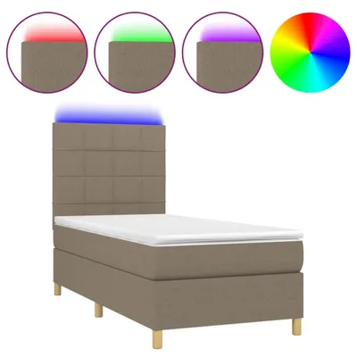 Produktbild von vidaXL Boxspringbett mit Matratze & LED Taupe 100x200 cm Stoff
