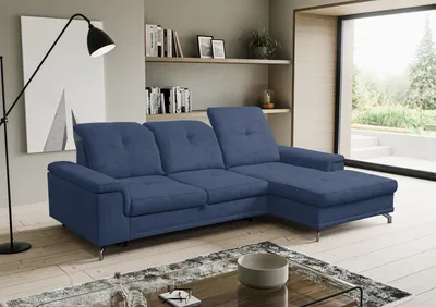 Image de VENASI PANAMA droite Canapé d'angle avec fonction sommeil et coffre de lit Canapé-lit BLEU Canapé en L Canapé d'angle