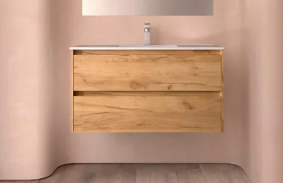 Image de Salgar Noja Armoire basse 1000 2 tiroirs + lavabo Chêne Afrique