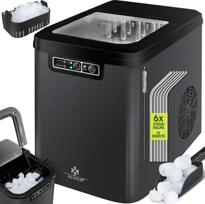 Produktbild von KESSER® Eiswürfelbereiter | Eiswürfelmaschine Edelstahl | Ice Maker | 12 kg 24 h | Zubereitung in 7 min | 2,2 Liter Wassertank | 2 Eiswürfel-Größen | LED-Display | Selbstreinigungsfunktion | Silber, Farbe:Anthrazit / Schwarz