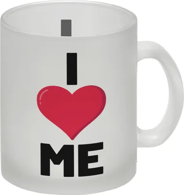 Produktbild von I love me Herz Glas Tasse für Selbstverliebte