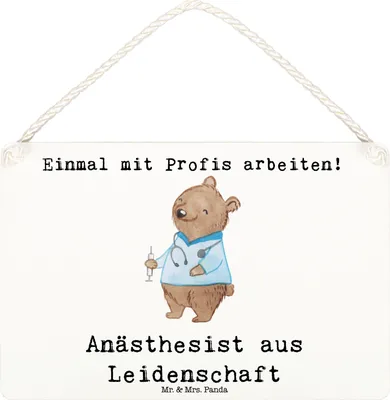 Produktbild von Mr. & Mrs. Panda Schild Anästhesist Leidenschaft DIN A6 - Weiß - Geschenk, Spruch, Krankenhaus, wandtafel, Türschild, Anästhesie, holzbild, Lustig, Studium, wandhänger