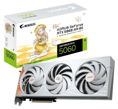 Produktbild von GIGABYTE AORUS GeForce RTX 5060 ARI 8G Grafikkarte, GeForce RTX 5060, 8 GB, GDDR7, 128 Bit, 7680 x 4320 Pixel, PCI Express 5.0