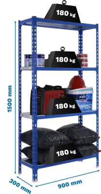 Produktbild von SIMONCLICK Metallregal 4/300 1500 BLAU/GALVA