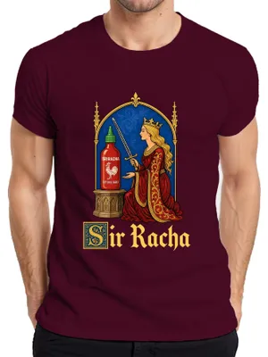Produktbild von Sir Racha Sriracha Hot Sauce Königin Schwert Statement Sarkasmus Herren T-Shirt, Burgundy, L