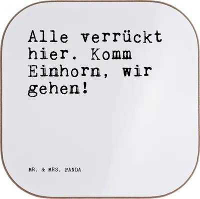Produktbild von Mr. & Mrs. Panda Untersetzer für Gläser Alle verrückt hier. Komm... - Weiß - Geschenk, Tassen, Tischuntersetzer, Sprüche, Tassenuntersetzer, gläseruntersetzer, Glitzern