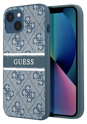 Produktbild von Guess 4G bedruckte Streifenhülle für Apple iPhone 13 mini, Blau