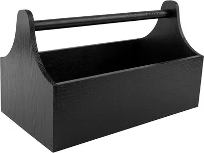 Produktbild von Famanu Holzwerkzeugkiste - Organizer mit Tragegriff - 34x18x20,5 cm - Schwarz