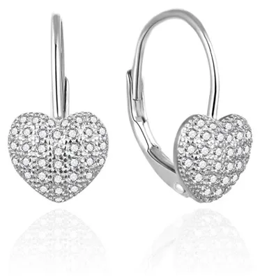Immagine prodotto di Orecchini pendenti in argento a forma di cuore con zirconi AGT-E195LW