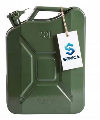 Produktbild von Serica Metall Benzinkanister 20L mit UN-Zulassung – Kraftstoffkanister aus 0,8 mm Stahl für Benzin & Diesel, Olivgrün