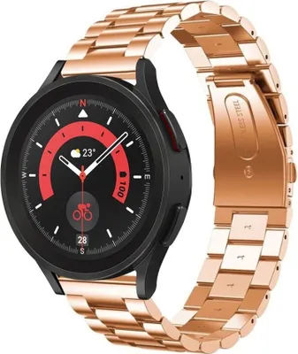 Produktbild von Strap-it Stahlarmband - Kompatibel mit Samsung Galaxy Watch 5 Pro Armband Ersatzarmband Edelstahl - Faltschließe - Hochwertiges Material - für Smartwatch 20mm Armband Rosa Gold