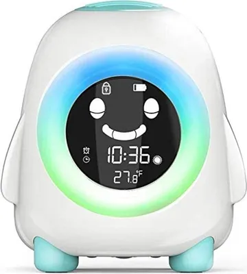 Produktbild von Kinder Lichtwecker, Kinderwecker Wake Up Lichtwecker, Kinder Schlaftrainer mit 5 Farbwechsel, Kindertagsgeschenk für Kinder, USB Aufladung (Blau)