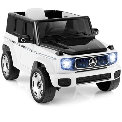Produktbild von GOPLUS 12V Kinder Elektroauto, Elektroauto Mercedes-Benz mit 2,4G Fernbedienung, LED-Lichteffekte & Hupe, Elektrofahrzeug mit 2 Fahrmodi & Türen, Weiß
