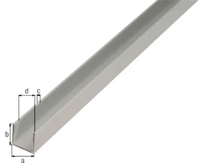 Produktbild von U-Profil Alu silber eloxiert 16x13x1,5 mm, 2 m