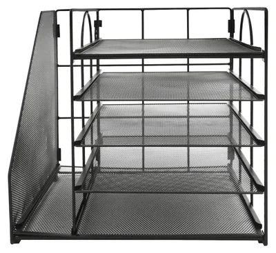Immagine prodotto di Portadocumenti impilabile - Organizer da scrivania - 5 ripiani - Metallo - Con base - 32×31×31,5 cm - Per documenti, lettere, fogli