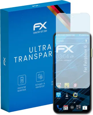 Produktbild von atFoliX FX-Clear 3x Schutzfolie kompatibel mit Fairphone 6 Displayschutzfolie