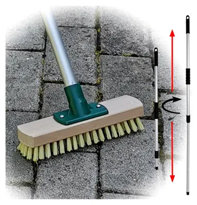Produktbild von Holzschrubber mit teleskopierbarem Stiel für die Bodenreinigung