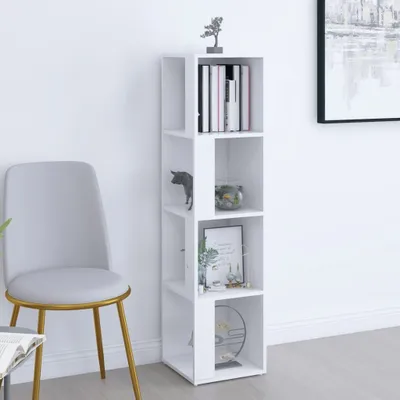 Obrázok produktu pre vidaXL Rohový regál biely 33x33x132 cm Materiál drevo