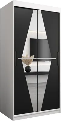 Produktbild von Kleiderschrank, Schiebetürenschrank Schlafzimmer, Schrank mit Spiegel BOLIWIA 100 cm