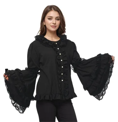 Productafbeelding van Solidchoice - Lolita Blouse met Lange Mouwen en Kanten Ruffles