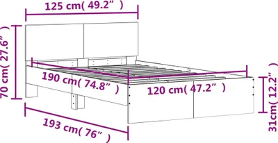 Produktbild von vidaXL Bettgestell mit Kopfteil Schwarz 120x190 cm
