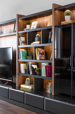 Image de Meubles muraux tv Meubles de rangement Salon Vitrine Bois Moderne Marron