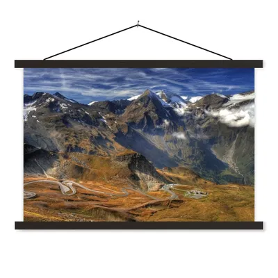 Produktbild von MuchoWow® Textilposter Der Weg zum höchsten Berg Österreichs 150x100 cm mit schwarzem Rahmen - Schlafzimmer